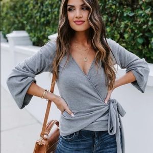 Heather Gray Wrap Sweater